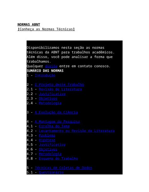 Doc Normas Abnt Web View Normas Abnt Conhe A As Normas