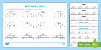 Addition Pyramids Worksheet