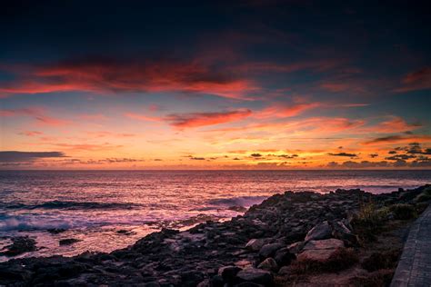 Scenic View Of Beach In Evening Wallpaper,HD Nature Wallpapers,4k ...