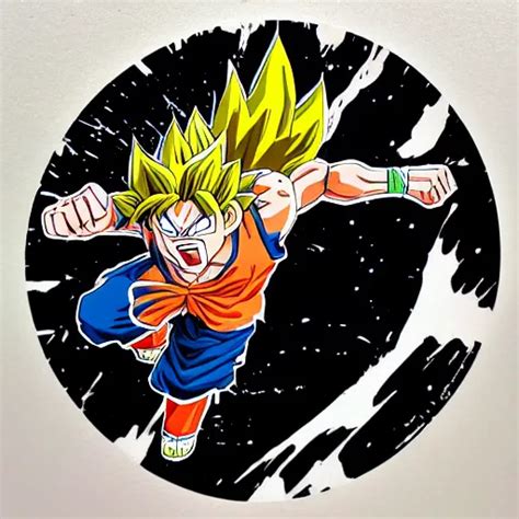 Die Cut Sticker Goku One Piece Style Splatter Paint Stable