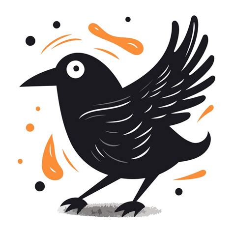 Premium Vector | Crow with wings on a white background vector ...