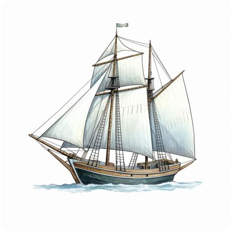 Premium Photo | Detailed Illustration Of An Old Sailboat Sailing The Ocean