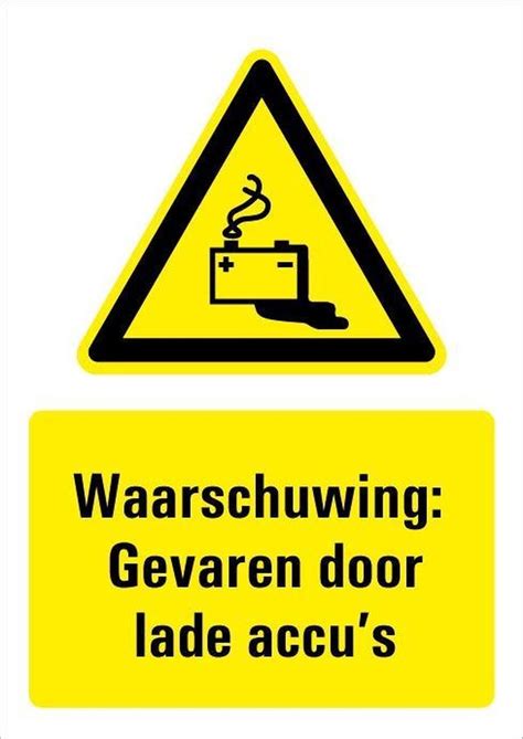 Waarschuwing Voor Gevaren Door Laden Accu S Bord Met Tekst X Mm