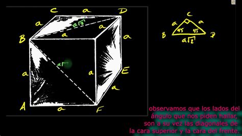 Hallar El Angulo Formado Por Las Diagonales De Un Cubo Youtube