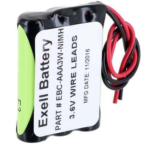 Exell Custom 3 6V 800mAh NiMH AAA Pack With 6 0 26AWG Open Wires