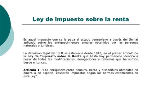 Ley De Impuesto Sobre La Renta Isrl