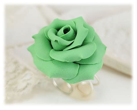 Large Green Rose Ring Stranded Treasures