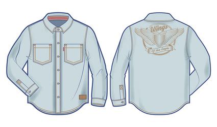 Cartoon Long Sleeve Blue Classic Men Shirt Vector Image