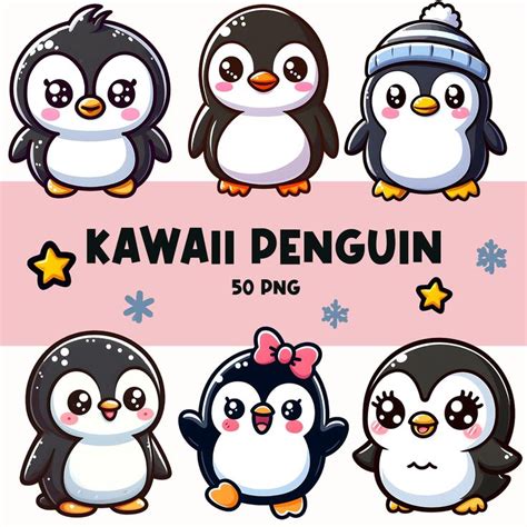 Kawaii Penguin Clipart Winter Clipart Cute Penguin Png Digital Sticker