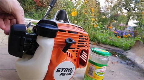 STIHL FS 55 Chroń gaźnik kosy spalinowej wypalanie paliwa na koniec