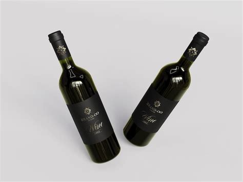 Maqueta De Botella De Vino Negro Renderizado En 3d Archivo PSD Premium