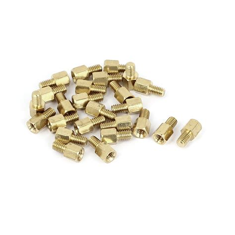 M4x6 6mm Female Male Threaded Brass Hex Standoff Pillar Spacer Coupler Nut 25pcs