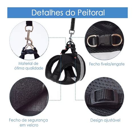 Coleira Peitoral Para Cachorro Pet Colete Refletivo Guia