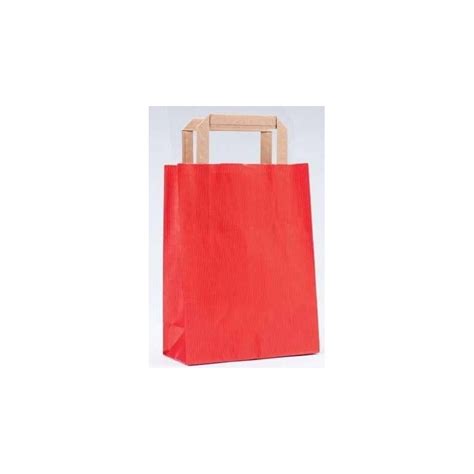 Sac En Papier Kraft Rouge Avec Poignée Plate