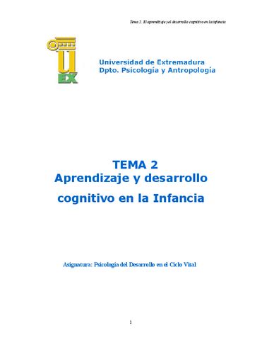 Tema Aprendizaje Y Desarrollo Cognitivo Pdf