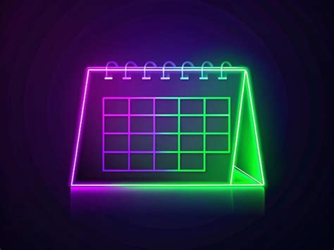 Table Calendar With Neon Lights On It Premium Ai Generated Image