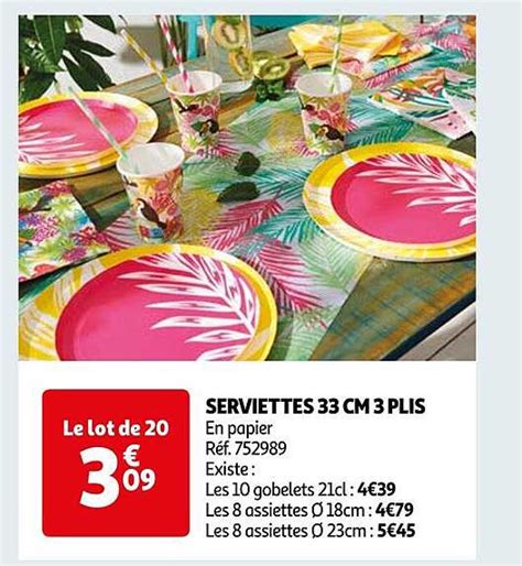 Promo Serviettes Cm Plis Chez Auchan Icatalogue Fr