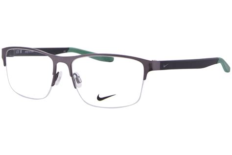 Nike 8153 073 Eyeglasses Men S Satin Gunmetal Matte Gridiron Semi Rim 55mm