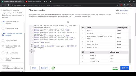 Challenge Box Office Hits Database Khan Academy Youtube