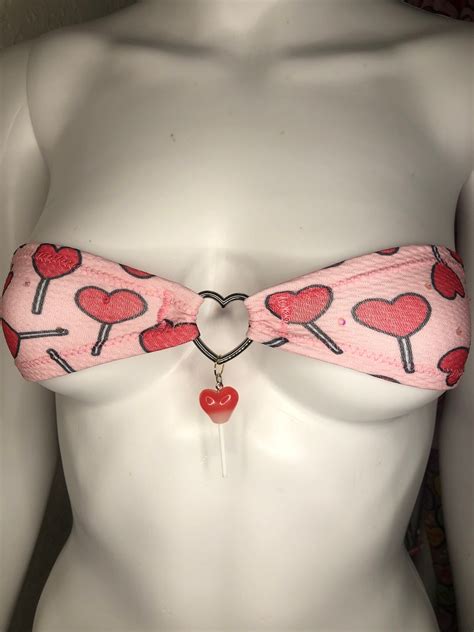 Lollipop Heart Micro Bikini Stripper Outfit Bandeau Micro Bikini Exotic