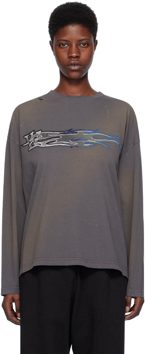 Gray Printed Long Sleeve T Shirt By We11done On Sale