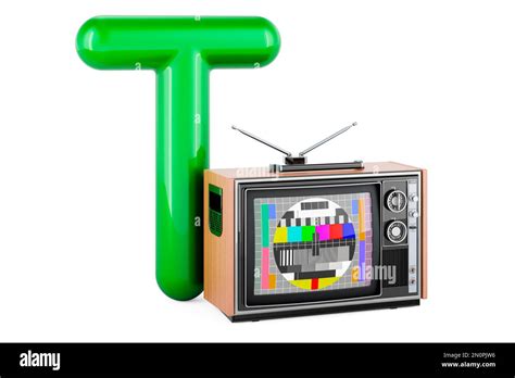 Kids ABC, Letter T with TV set. 3D rendering isolated on white ...