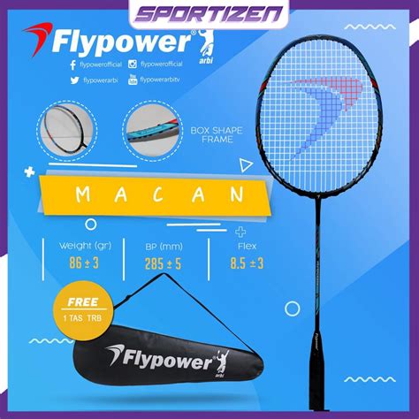 Jual Raket Badminton Bulutangkis Flypower Macan Original Shopee Indonesia