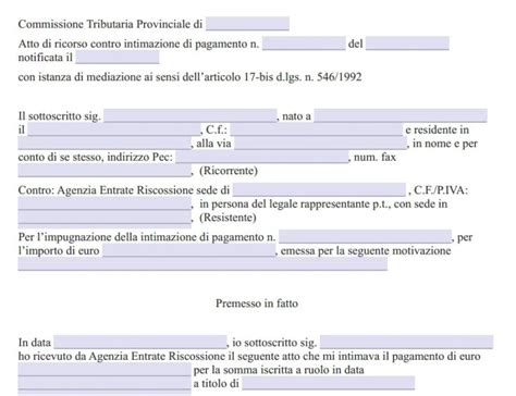 Fac Simile Ricorso Avverso Intimazione Di Pagamento Agenzia Delle