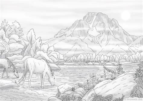 Nature Landscape Printable Adult Coloring Pages From Favoreads