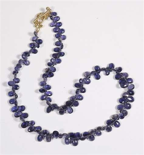 Lot Detail Briolette Cut Iolite Strand Necklace