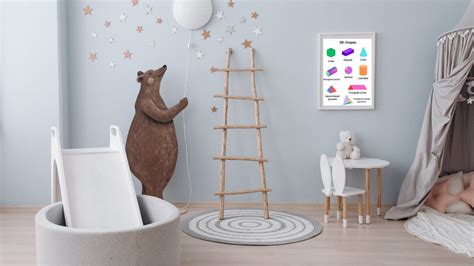 2d And 3d Shapes Posters For Nursery Bedroom Classroom Educational