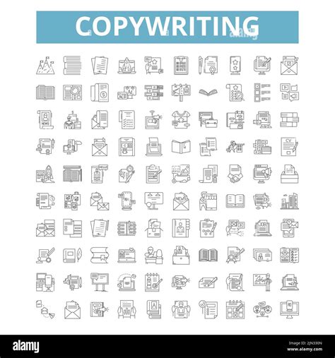 Copywriting icons, line symbols, web signs, vector set, isolated ... 