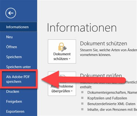 Word Dokument Als Pdf Speichern Aweb Informatik Anleitung