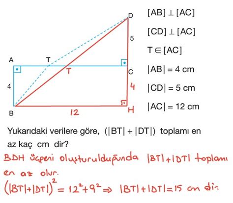 9 Sınıf Dik Üçgende Pisagor ve Öklid Bağıntıları Test Soruları