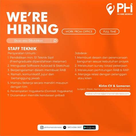 Lowongan Kerja Staff Teknik Di Pt Phi Home Indonesia Lokerjogja Id