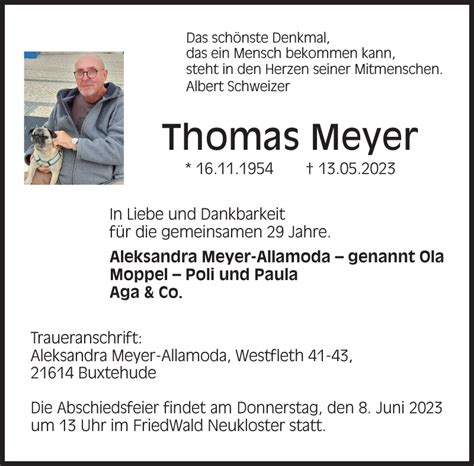 Thomas Meyer Traueranzeige Stader Tageblatt