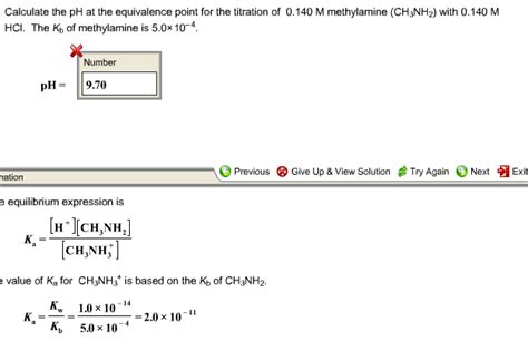 Solved Calculate The Ph At The Equivalence Point For The