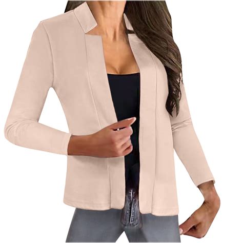 Bilqis Blazers For Women Business Casuallong Sleeve Open Front Notch Lapel Office Blazer Jacket