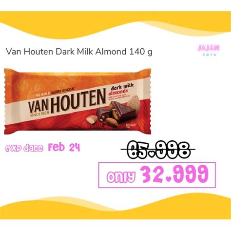 Jual Van Houten Chocolate Dark Milk Almond 140 G Shopee Indonesia