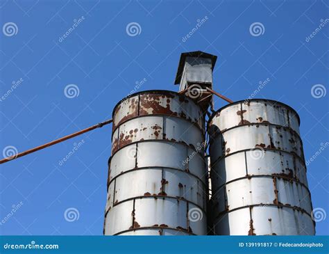 Rusty Silos Of The Ancient Abandoned Factory Stock Image Image Of