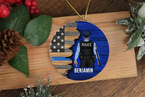 Police Officer Christmas Ornament Personalized Thin Blue Line Ornament