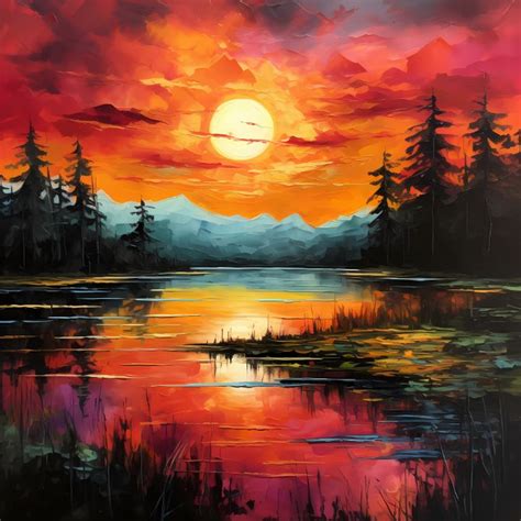 Sunset Over Lake Reflections NFA Sales Depot Digital Art