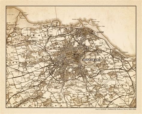 Edinburgh Map Old Edinburgh Map Vintage Map City Map Print | Etsy