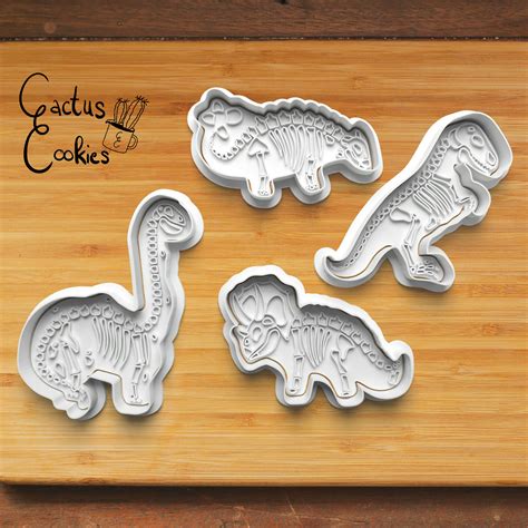 D File Fossil Dinosaur Cookie Cutter Set D Printing Design To