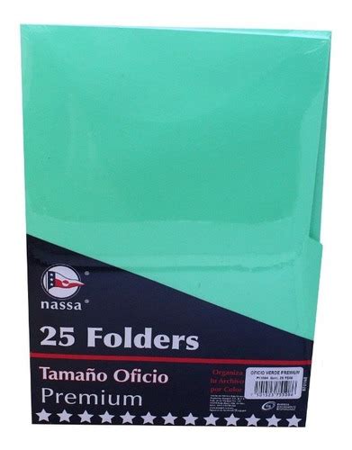 Folders Tamaño Oficio Color Verde 25 Pzs Nassa MercadoLibre