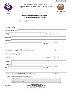 Fillable Online Dhcs Ca Invoice Signature Authority Department Of