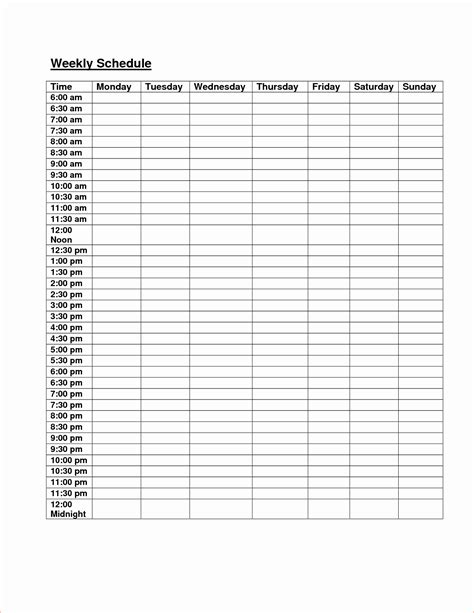 50 Weekly Hourly Planner Template Excel