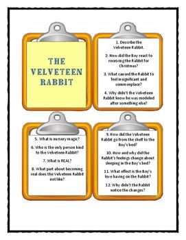 The Velveteen Rabbit Original Edition Discussion Cards W Answer Key