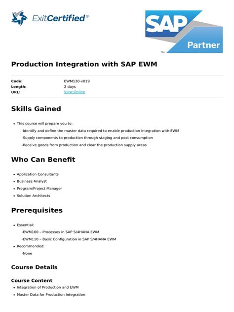 Production Integration With Sap Ewm Pdf