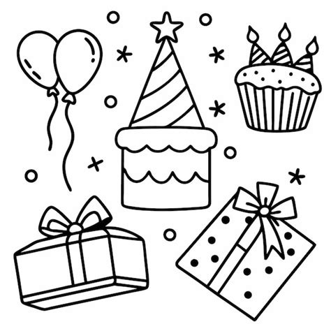 Premium Vector Birthday Celebration Doodle Icons